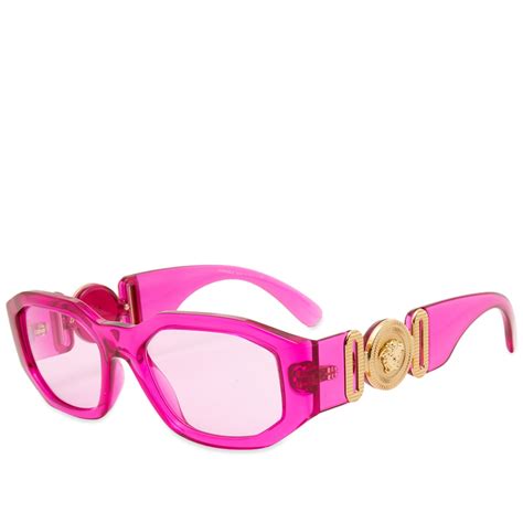 versace teile pink|Versace pink sunglasses.